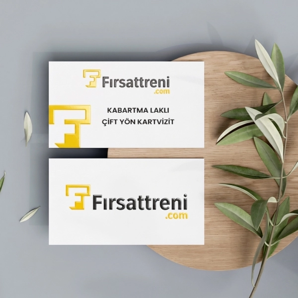 Kabartma Laklı Kuşe Çift Yön Kartvizit