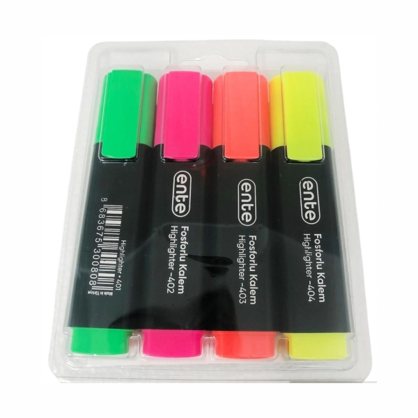 Ente Highlighter Fosforlu 4lü Kalem Set