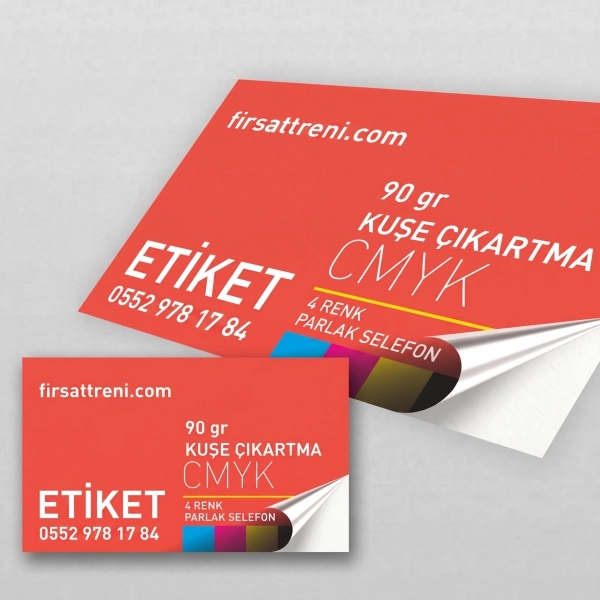 Kuşe Sticker/ Etiket 83x51mm (Kartvizit Boy)