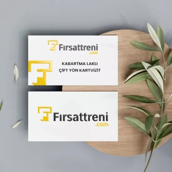 Kabartma Laklı Kuşe Çift Yön Kartvizit