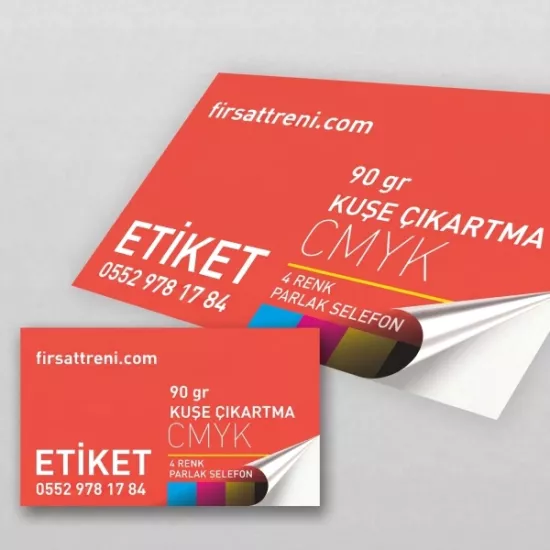 Kuşe Sticker/ Etiket 83x51mm (Kartvizit Boy)